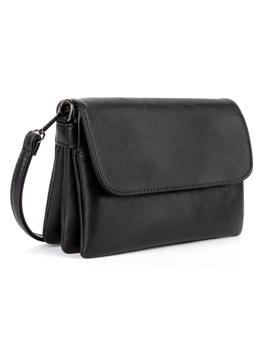 New Fashion Three Layer Crossbody Shoulder Bag Carrying Bag Solid Color Women PU Leather Underarm Bag