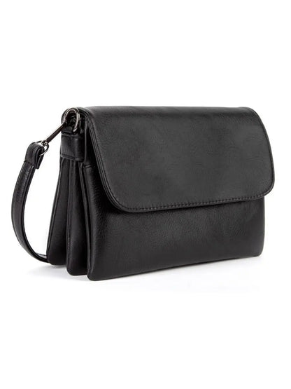 New Fashion Three Layer Crossbody Shoulder Bag Carrying Bag Solid Color Women PU Leather Underarm Bag