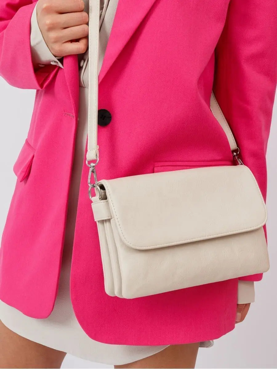 New Fashion Three Layer Crossbody Shoulder Bag Carrying Bag Solid Color Women PU Leather Underarm Bag