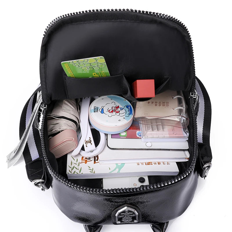 New Fashion Trend Diamond Inlaid Women's Backpack High Quality Soft Leather Female Shoulder Bag Large Capacity Girl Travel Bags