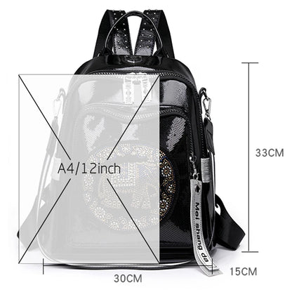 New Fashion Trend Diamond Inlaid Women's Backpack High Quality Soft Leather Female Shoulder Bag Large Capacity Girl Travel Bags