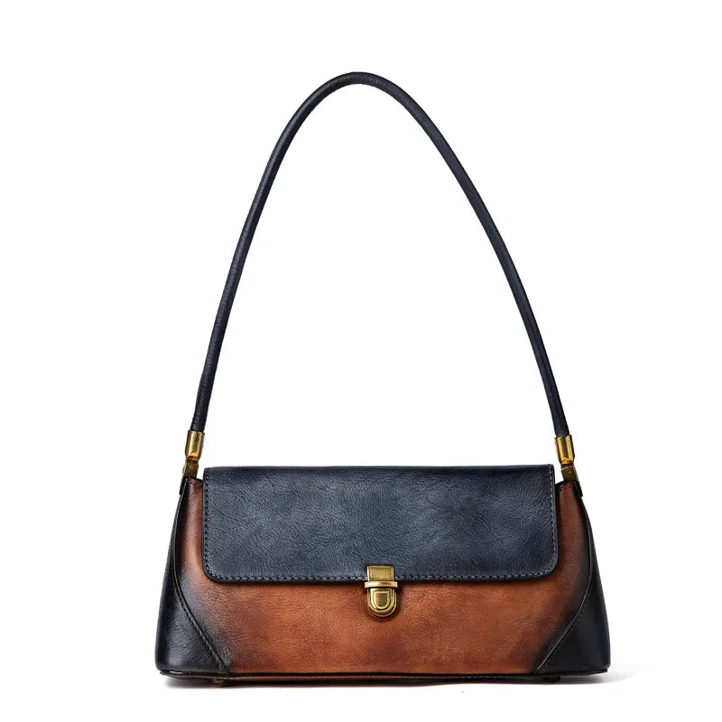 New Fashion Underarm Shoulder Bag Retro Contrast Color Cowhide Handbags High Quality New Luxury Genuine Leather Designer Purses
