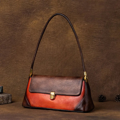 New Fashion Underarm Shoulder Bag Retro Contrast Color Cowhide Handbags High Quality New Luxury Genuine Leather Designer Purses