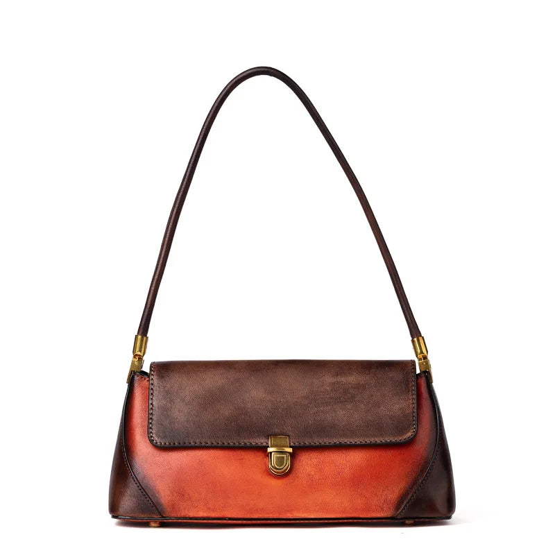 New Fashion Underarm Shoulder Bag Retro Contrast Color Cowhide Handbags High Quality New Luxury Genuine Leather Designer Purses