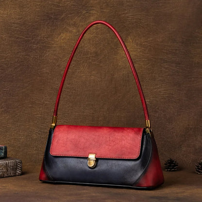 New Fashion Underarm Shoulder Bag Retro Contrast Color Cowhide Handbags High Quality New Luxury Genuine Leather Designer Purses