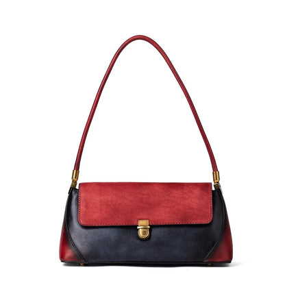 New Fashion Underarm Shoulder Bag Retro Contrast Color Cowhide Handbags High Quality New Luxury Genuine Leather Designer Purses