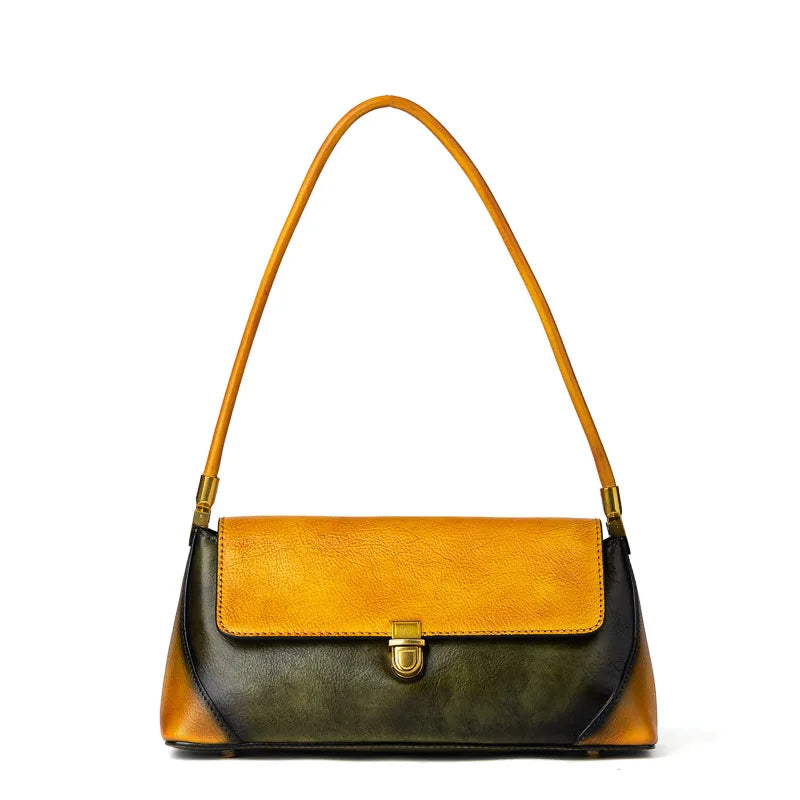 New Fashion Underarm Shoulder Bag Retro Contrast Color Cowhide Handbags High Quality New Luxury Genuine Leather Designer Purses