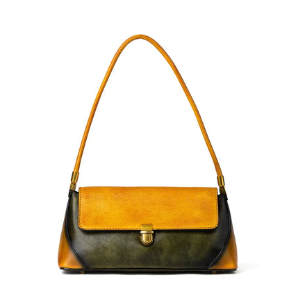 New Fashion Underarm Shoulder Bag Retro Contrast Color Cowhide Handbags High Quality New Luxury Genuine Leather Designer Purses