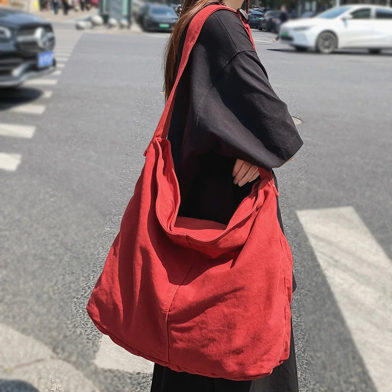 New Fashion Women Shoulder Bag Canvas Large Capacity Retro Female Casual Crossbody Bags Lady High Grade Travel Solid Color Daily