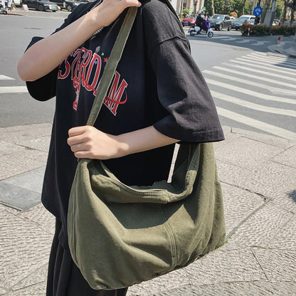 New Fashion Women Shoulder Bag Canvas Large Capacity Retro Female Casual Crossbody Bags Lady High Grade Travel Solid Color Daily