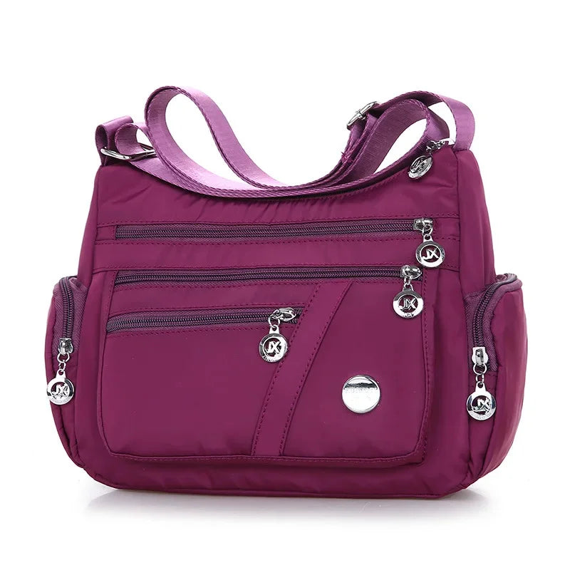 New Fashion Women's Crossbody Waterproof Nylon Plaid Messenger s Large Capacity Lady Shoulder Bag