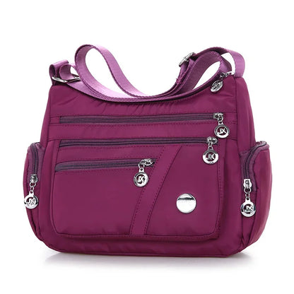 New Fashion Women's Crossbody Waterproof Nylon Plaid Messenger s Large Capacity Lady Shoulder Bag