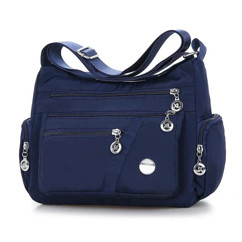 New Fashion Women's Crossbody Waterproof Nylon Plaid Messenger s Large Capacity Lady Shoulder Bag