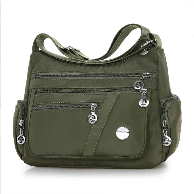 New Fashion Women's Crossbody Waterproof Nylon Plaid Messenger s Large Capacity Lady Shoulder Bag