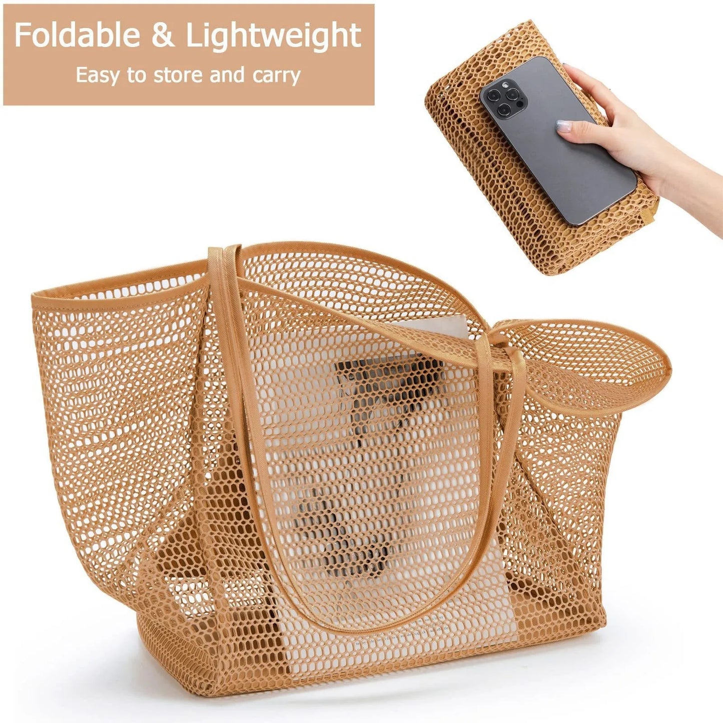 New Fashionable Lightweight Women Handbag Mesh One Shoulder Carrying Bag Women's Portable Beach Bag