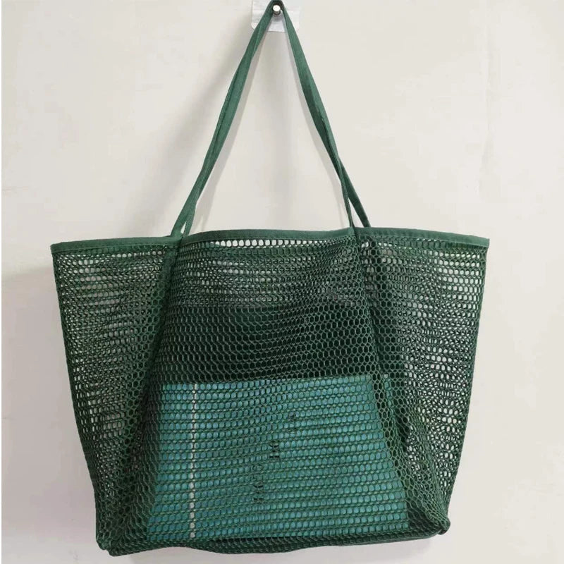 New Fashionable Lightweight Women Handbag Mesh One Shoulder Carrying Bag Women's Portable Beach Bag