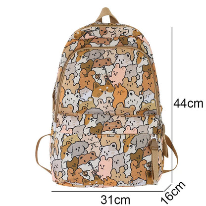New Female Cartoon Print Book Bag Fashion Women Cute Leisure School Bag Girl Graffiti Laptop Backpack Lady Travel College Trendy