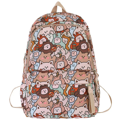 New Female Cartoon Print Book Bag Fashion Women Cute Leisure School Bag Girl Graffiti Laptop Backpack Lady Travel College Trendy