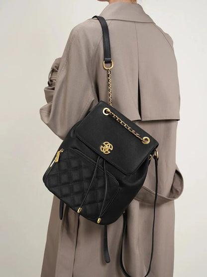 New Female Fragrance Chain Schoolbag Texture Commuting Travel Bag Small Backpack Fashion Multi-functional