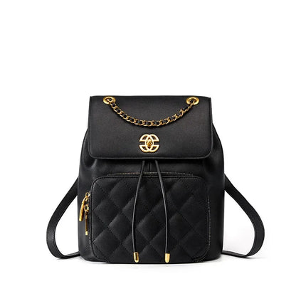 New Female Fragrance Chain Schoolbag Texture Commuting Travel Bag Small Backpack Fashion Multi-functional