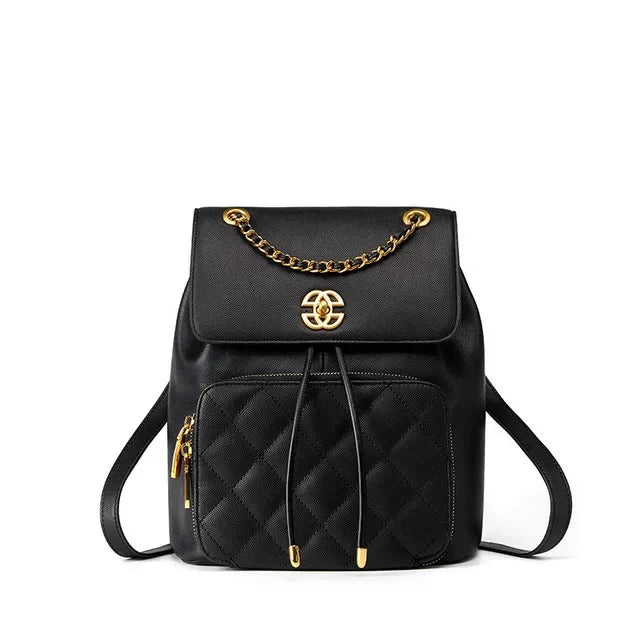 New Female Fragrance Chain Schoolbag Texture Commuting Travel Bag Small Backpack Fashion Multi-functional