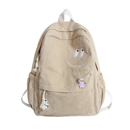 New Female Kawaii Corduroy Laptop College Backpack Trendy Girl Green Cool Cute Bag Fashion Women School Bag Lady Travel Backpack
