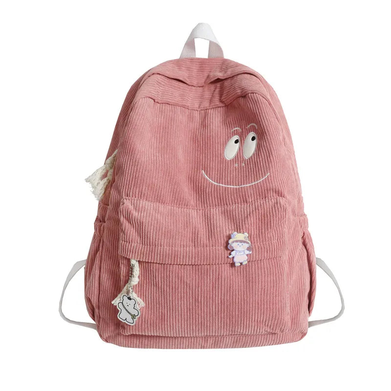 New Female Kawaii Corduroy Laptop College Backpack Trendy Girl Green Cool Cute Bag Fashion Women School Bag Lady Travel Backpack