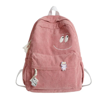 New Female Kawaii Corduroy Laptop College Backpack Trendy Girl Green Cool Cute Bag Fashion Women School Bag Lady Travel Backpack