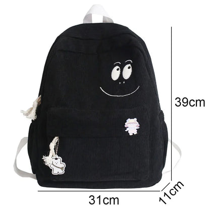 New Female Kawaii Corduroy Laptop College Backpack Trendy Girl Green Cool Cute Bag Fashion Women School Bag Lady Travel Backpack