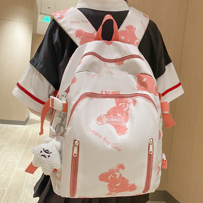 New Female Travel Green Kawaii Printing College Backpack Book Women Laptop Ladies Cute Girl Nylon Cool SchoolBag Student Fashion