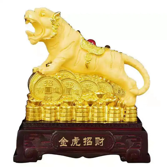 New Feng Shui resin golden Tiger statue Home decoration accessories zodiac tiger home decor Office, hotel decor