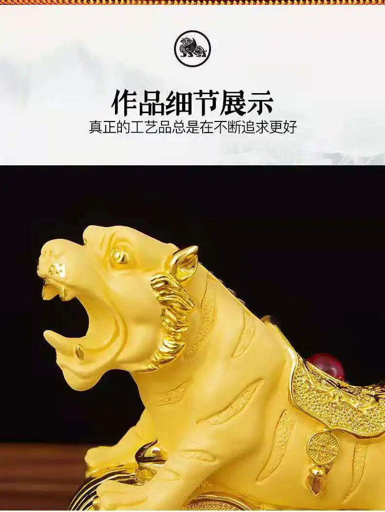 New Feng Shui resin golden Tiger statue Home decoration accessories zodiac tiger home decor Office, hotel decor