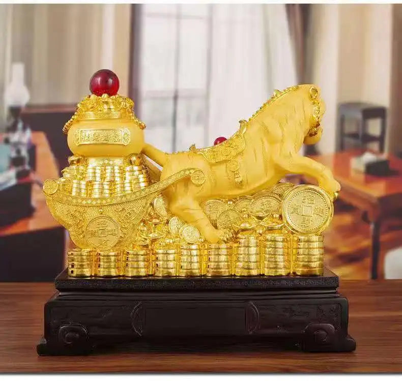 New Feng Shui resin golden Tiger statue Home decoration accessories zodiac tiger home decor Office,hotel decor year of the tiger