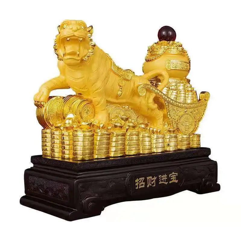 New Feng Shui resin golden Tiger statue Home decoration accessories zodiac tiger home decor Office,hotel decor year of the tiger