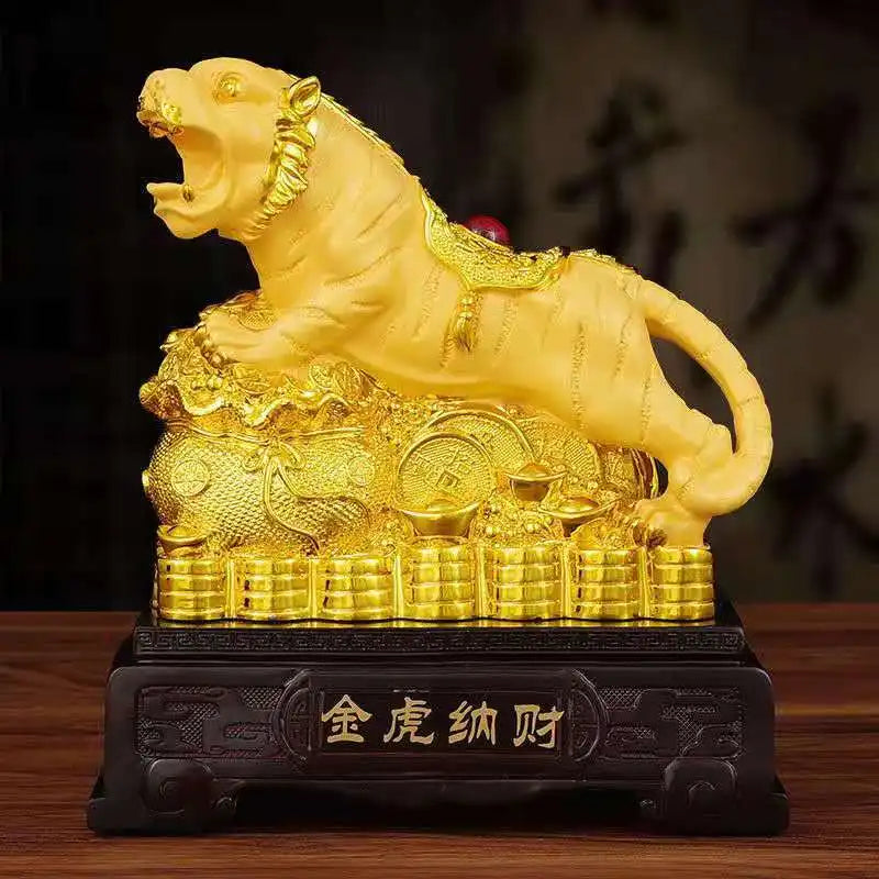 New Feng Shui resin golden Tiger statue Home decoration accessories zodiac tiger home decor Office, hotel decor