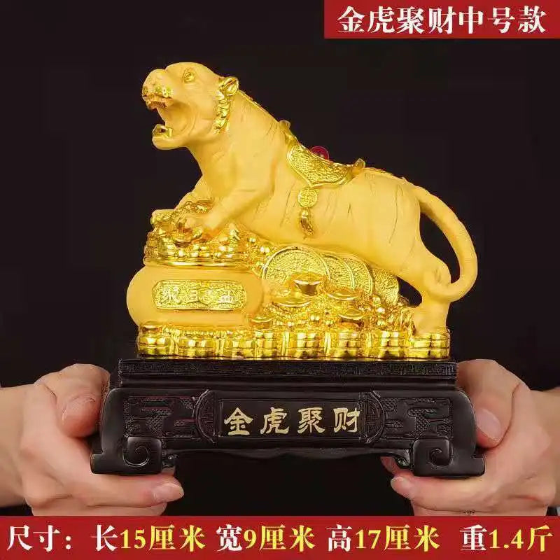 New Feng Shui resin golden Tiger statue Home decoration accessories zodiac tiger home decor Office, hotel decor