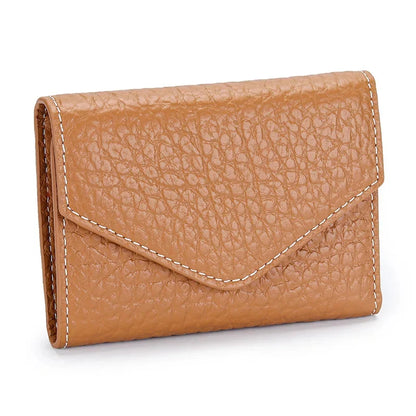 New Folding Envelope Cover Cowhide Portable Holder Luxury Elephant Grain Small Card Bag Coin Purse Short Mini Wallet