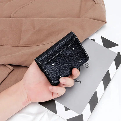 New Folding Envelope Cover Cowhide Portable Holder Luxury Elephant Grain Small Card Bag Coin Purse Short Mini Wallet