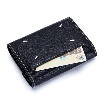New Folding Envelope Cover Cowhide Portable Holder Luxury Elephant Grain Small Card Bag Coin Purse Short Mini Wallet