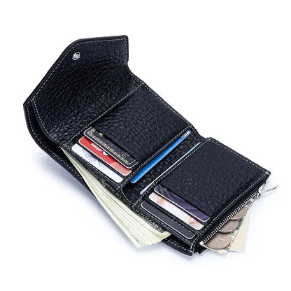 New Folding Envelope Cover Cowhide Portable Holder Luxury Elephant Grain Small Card Bag Coin Purse Short Mini Wallet