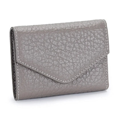 New Folding Envelope Cover Cowhide Portable Holder Luxury Elephant Grain Small Card Bag Coin Purse Short Mini Wallet