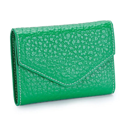 New Folding Envelope Cover Cowhide Portable Holder Luxury Elephant Grain Small Card Bag Coin Purse Short Mini Wallet