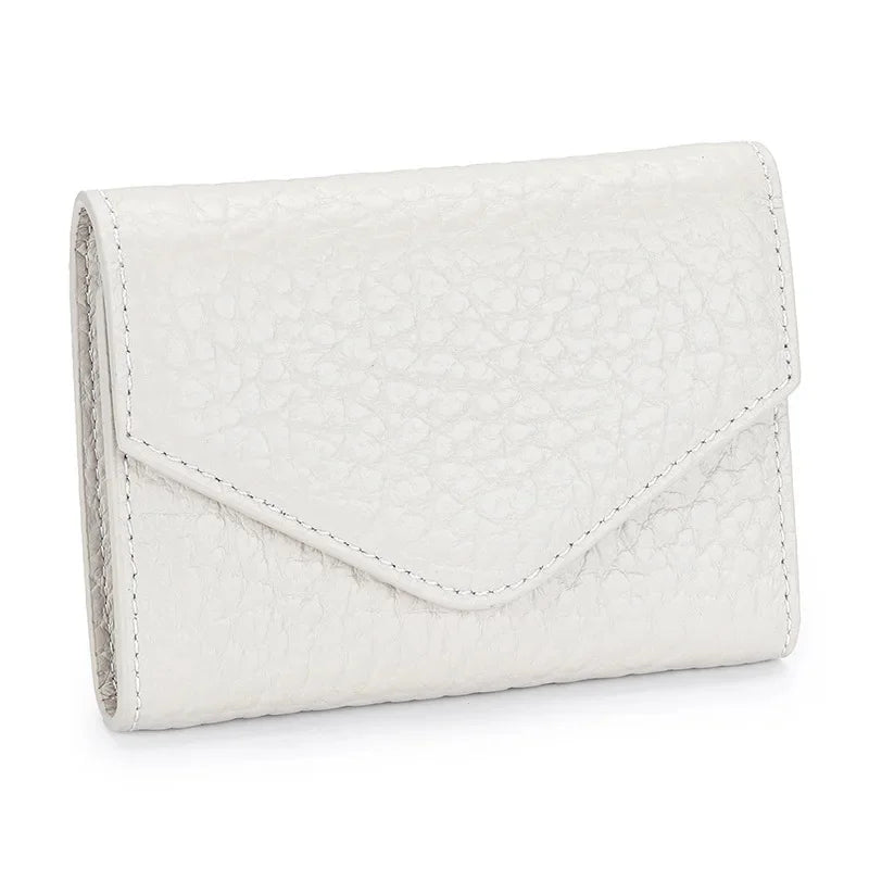 New Folding Envelope Cover Cowhide Portable Holder Luxury Elephant Grain Small Card Bag Coin Purse Short Mini Wallet