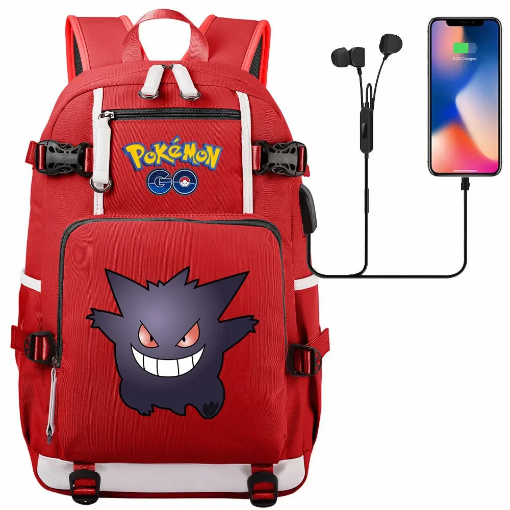 New Gengar Bulbasaur USB Teenagers Schoolbags Women Men Laptop Travel Backpack Girl Boys Kids School Book Bags
