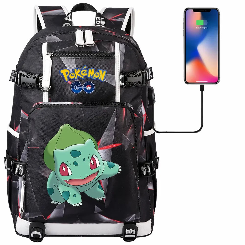 New Gengar Bulbasaur USB Teenagers Schoolbags Women Men Laptop Travel Backpack Girl Boys Kids School Book Bags