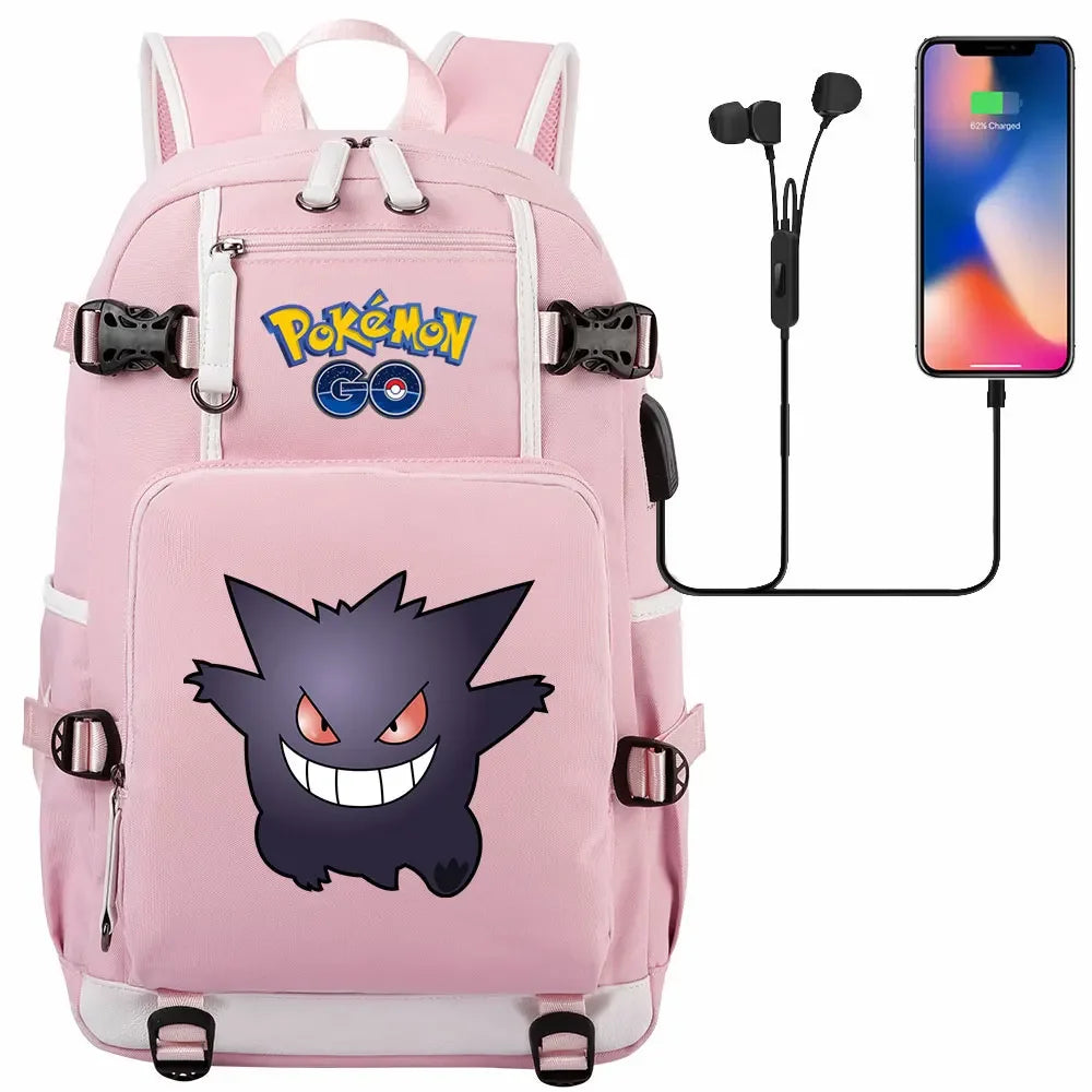 New Gengar Bulbasaur USB Teenagers Schoolbags Women Men Laptop Travel Backpack Girl Boys Kids School Book Bags