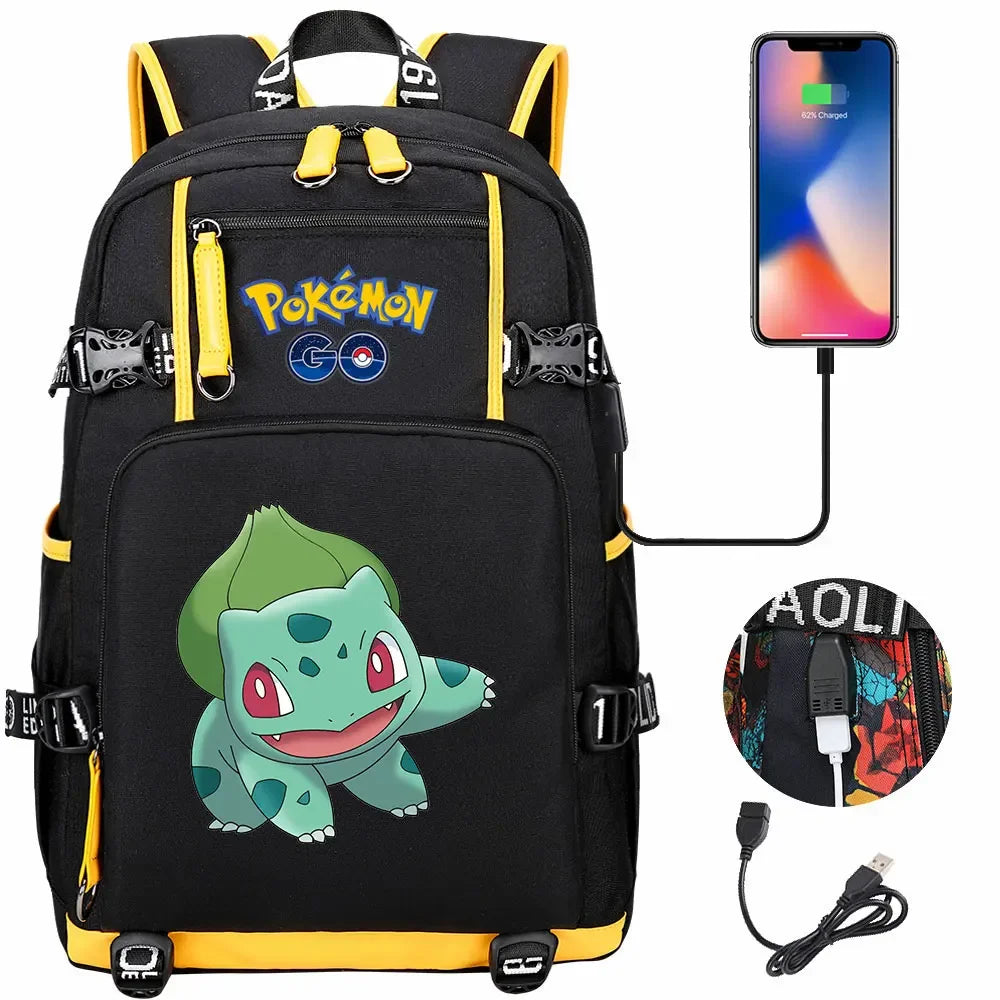 New Gengar Bulbasaur USB Teenagers Schoolbags Women Men Laptop Travel Backpack Girl Boys Kids School Book Bags
