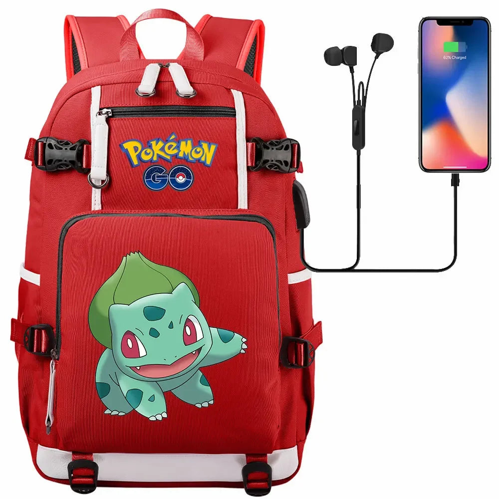 New Gengar Bulbasaur USB Teenagers Schoolbags Women Men Laptop Travel Backpack Girl Boys Kids School Book Bags