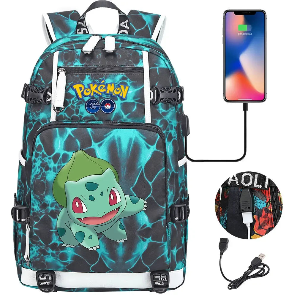 New Gengar Bulbasaur USB Teenagers Schoolbags Backpack - Thumbnail 4
