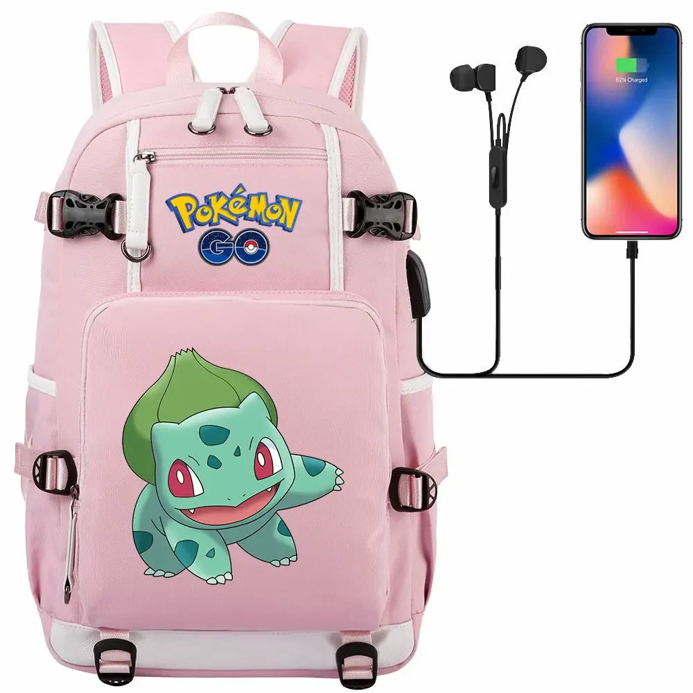New Gengar Bulbasaur USB Teenagers Schoolbags Women Men Laptop Travel Backpack Girl Boys Kids School Book Bags